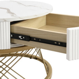 Abrihome Elegant Nesting Coffee Table: Marble Look, Gold Decor, Side Table With Drawers - Set Of 2 - thumbnail 6