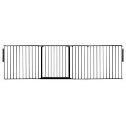 Safetots Premium Multi Panel Room Divider, Up To 259Cm Wide, Black, 70Cm Tall, Flexible Barrier With Door For Baby And Toddler