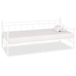 284668 Vidaxl Daybed Frame Without Mattress White Metal 90X200 Cm