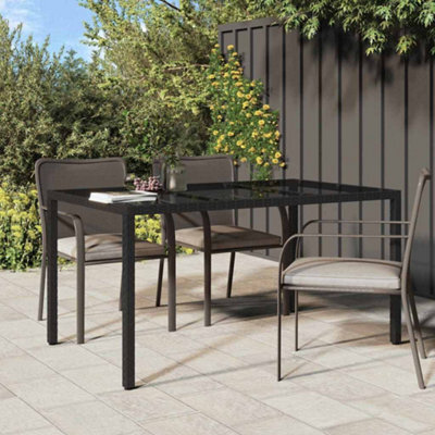 Berkfield Garden Dining Table Black 150X90X75 Cm Poly Rattan - image 1