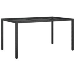 Berkfield Garden Dining Table Black 150X90X75 Cm Poly Rattan - thumbnail 2