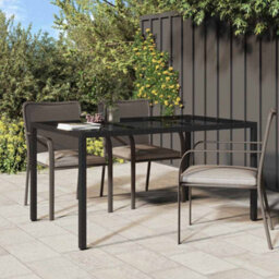 Berkfield Garden Dining Table Black 150X90X75 Cm Poly Rattan