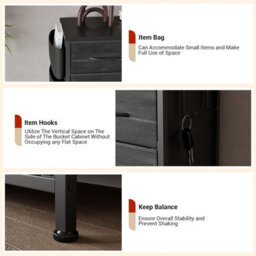 London Boutique Black 12 Drawer Chest Of Drawers, Fabric Dresser With Side Pockets And Hooks, Bedroom Storage Unit, 99X30X110Cm - thumbnail 4