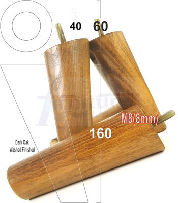 L&F Wood Legs Dark Oak Washed 160mm High Set Of 4 Angled Replacement Furniture Feet Settee Chairs Sofas Footstools M8 - image 1