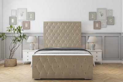 "Sloomy Watson Almond Coniston Bed Frame With Mattress With 50"" Upholstered Headboard 2'6 Small Single" - image 1