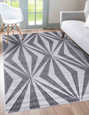 Valencia Modern Crystal Design Carved Area Rugs Dark Grey 120X170 Cm - image 1