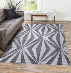 Valencia Modern Crystal Design Carved Area Rugs Dark Grey 120X170 Cm - thumbnail 2