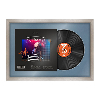 "AK Frames 25X17"" Aluminium Modern Vinyl Record Frame With Pompadour Mount For 12 Inch Lp Cover & Disc - Overlapped Design" - image 1