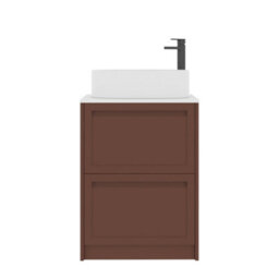 Royal Bathrooms Royal Bathroom Elmore 600mm Terracotta Clay Freestanding Bathroom Vanity Unit 2 Drawer Plain White Worktop With Peak Basin - thumbnail 7
