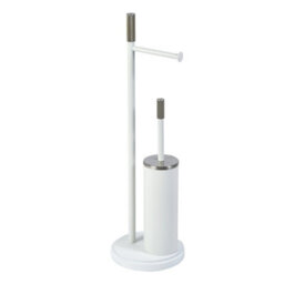 Showerdrape Chester White Toilet Roll Holder & Toilet Brush Combination