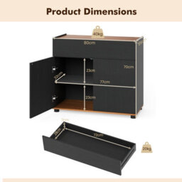 Gainoom Black Sideboard Buffet Cabinet With Storage Wooden Coffee Bar Station Table With 1 Drawer & 2 Doors - thumbnail 2