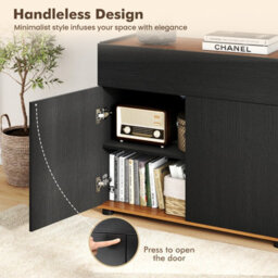Gainoom Black Sideboard Buffet Cabinet With Storage Wooden Coffee Bar Station Table With 1 Drawer & 2 Doors - thumbnail 6