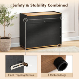 Gainoom Black Sideboard Buffet Cabinet With Storage Wooden Coffee Bar Station Table With 1 Drawer & 2 Doors - thumbnail 7