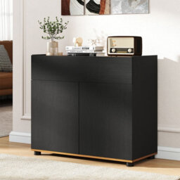 Gainoom Black Sideboard Buffet Cabinet With Storage Wooden Coffee Bar Station Table With 1 Drawer & 2 Doors - thumbnail 4