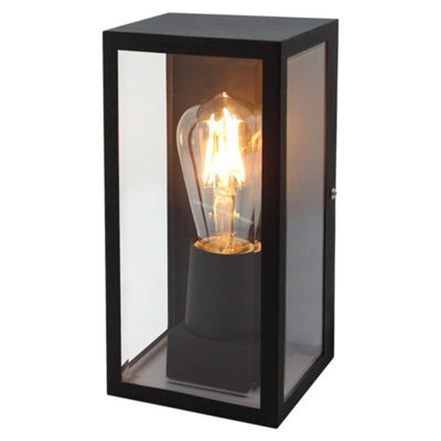 Long Life Lamps Company Rectangular Glass Wall Lantern Outdoor Garden Wall Light Black Body Metal Luminaire Zlc084B - image 1