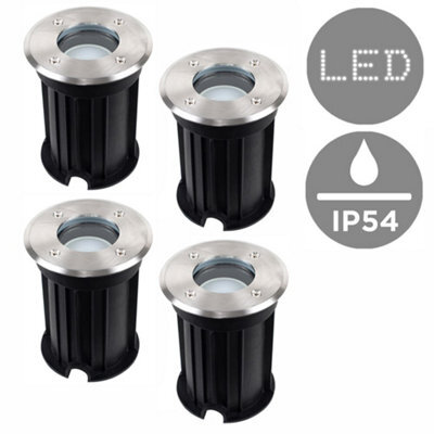 Valuelights 4 Pack Ip54 Rated Modern Bushed Chrome Outdoor Garden Walk Over Lights - image 1