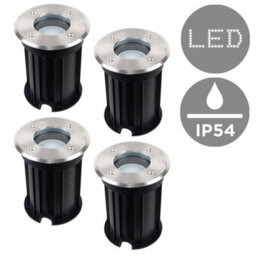 Valuelights 4 Pack Ip54 Rated Modern Bushed Chrome Outdoor Garden Walk Over Lights