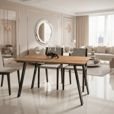 Liwia Extendable Dining Table Modern 130 210 80 Cm Table In Craft Oak With Matching Extension Leaf - image 1