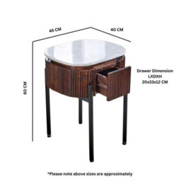 Alston Mango Wood Bedside Table With Marble Top And Metal Legs - thumbnail 8