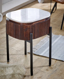 Alston Mango Wood Bedside Table With Marble Top And Metal Legs - thumbnail 6