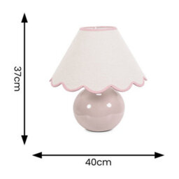 Valuelights Bosco Stone Natural Ceramic Table Lamp With Pink Trim Scallop Shade And Bulb - thumbnail 6
