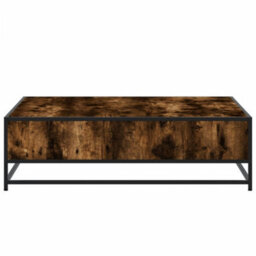 Berkfield Coffee Table Smoked Oak 100X100X30 Cm Engineered Wood And Metal - thumbnail 6