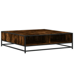 Berkfield Coffee Table Smoked Oak 100X100X30 Cm Engineered Wood And Metal - thumbnail 2