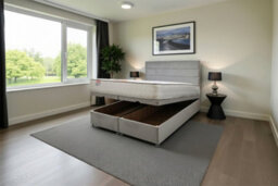 "Knight Sleep York Ottoman Bed Silver Plush 5Ft With Mattress & 24""headboard - King Size" - thumbnail 1