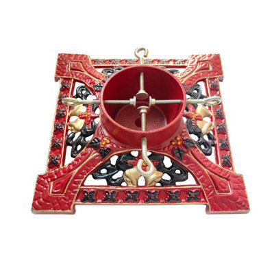 Holly International Cast Iron Christmas Tree Stand Victorian Decorative Red For Real Trees Up To 8Ft - image 1