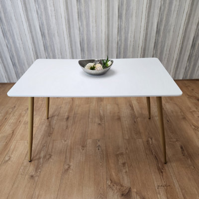 Kosy Koala White Wood Rectangle Dining Table Kitchen Table Modern Wood Style Dinner Table Only - image 1