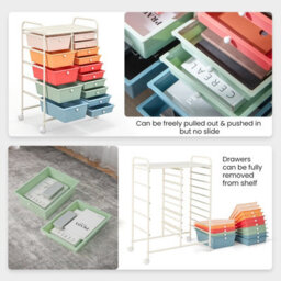 Costway 15-Drawer Storage Trolley Mobile Organiser Shelving Unit Utility Cart Colorful - thumbnail 6