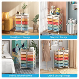 Costway 15-Drawer Storage Trolley Mobile Organiser Shelving Unit Utility Cart Colorful - thumbnail 5