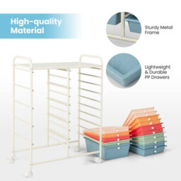 Costway 15-Drawer Storage Trolley Mobile Organiser Shelving Unit Utility Cart Colorful - thumbnail 8