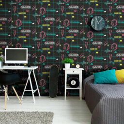Holden Décor Gamer Black/neon Pink Children's Wallpaper - thumbnail 2
