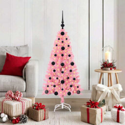 Vidaxl Christmas Tree With 150 Leds With Stand Pink 120 Cm Pvc - thumbnail 1