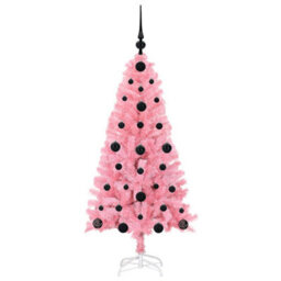 Vidaxl Christmas Tree With 150 Leds With Stand Pink 120 Cm Pvc - thumbnail 4