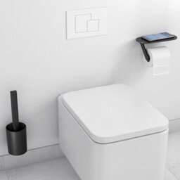Hansgrohe Wallstoris Bathroom Accessory Set Toilet Brush Holder Shelf Black - thumbnail 2