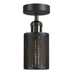 Black Ceiling Light Fixture, Industrial Chandeliers Ceiling Lights Metal Cage Lampshade, With E27 Base With Bulb - thumbnail 5