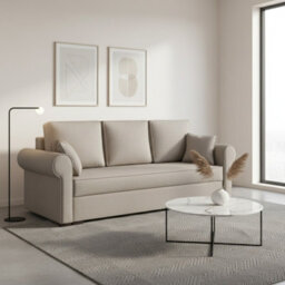 Olimpia 3 Seater Fabric Sofa Bed With Storage Modern Design Multiple Colours Light Beige