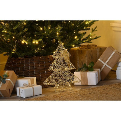 40Cm Light-Up Shimmer Tree With Timer Warm White Led Christmas Tree