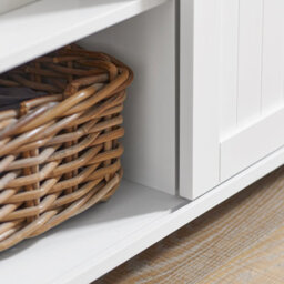 Sobuy Fsb74-W, Storage Cabinet Cupboard Sideboard With 2 Sliding Doors And 2 Drawers,white,w104Xd35Xh93 - thumbnail 9