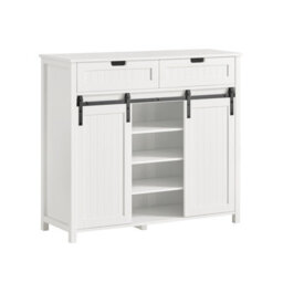 Sobuy Fsb74-W, Storage Cabinet Cupboard Sideboard With 2 Sliding Doors And 2 Drawers,white,w104Xd35Xh93 - thumbnail 1