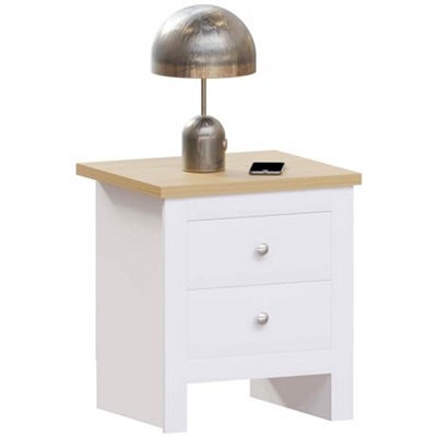 Vida Designs Arlington 2 Drawer Bedside Cabinet Chest Of Drawers Table Storage Bedroom (White)