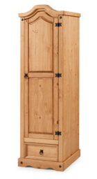 Mercers Furniture Corona 1 Door 1 Drawer Wardrobe Arch Top Solid Pine With Mexican Styling - thumbnail 4
