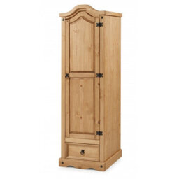 Mercers Furniture Corona 1 Door 1 Drawer Wardrobe Arch Top Solid Pine With Mexican Styling - thumbnail 1