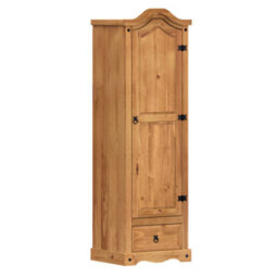 Mercers Furniture Corona 1 Door 1 Drawer Wardrobe Arch Top Solid Pine With Mexican Styling - thumbnail 3