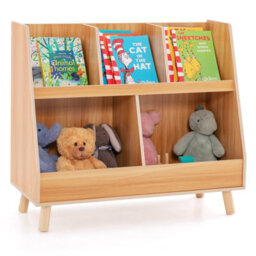 Costway 5-Cubby Kids Toy Storage Organizer Wooden Children Bookcase Bookshelf Cabinet - thumbnail 1