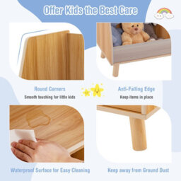 Costway 5-Cubby Kids Toy Storage Organizer Wooden Children Bookcase Bookshelf Cabinet - thumbnail 7
