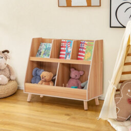 Costway 5-Cubby Kids Toy Storage Organizer Wooden Children Bookcase Bookshelf Cabinet - thumbnail 4