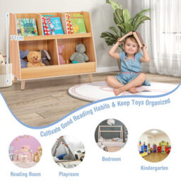 Costway 5-Cubby Kids Toy Storage Organizer Wooden Children Bookcase Bookshelf Cabinet - thumbnail 8